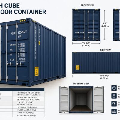 20 ft high cube double door shipping container for sale