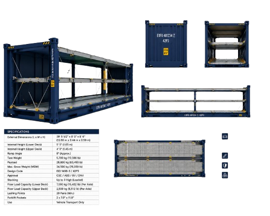 40 ft car carrier shipping container for sale - view 2
