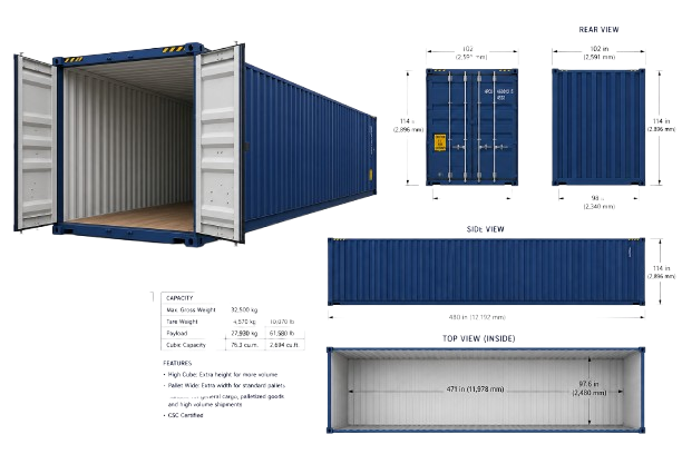 Buy 40 ft High Cube Pallet Wide Container