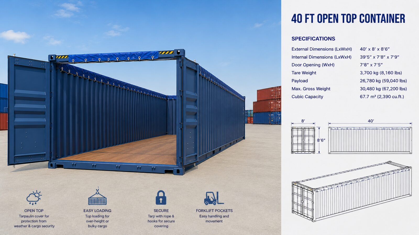 Buy 40 ft Open Top Container