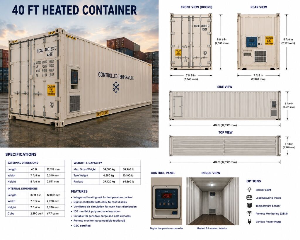 Buy 40 ft Heated Container